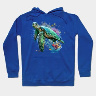 Sea turtle watercolor Style Underwater Summer Vibes Hoodie